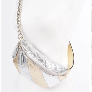 Silver and Gold Chain Strap Belt Bag